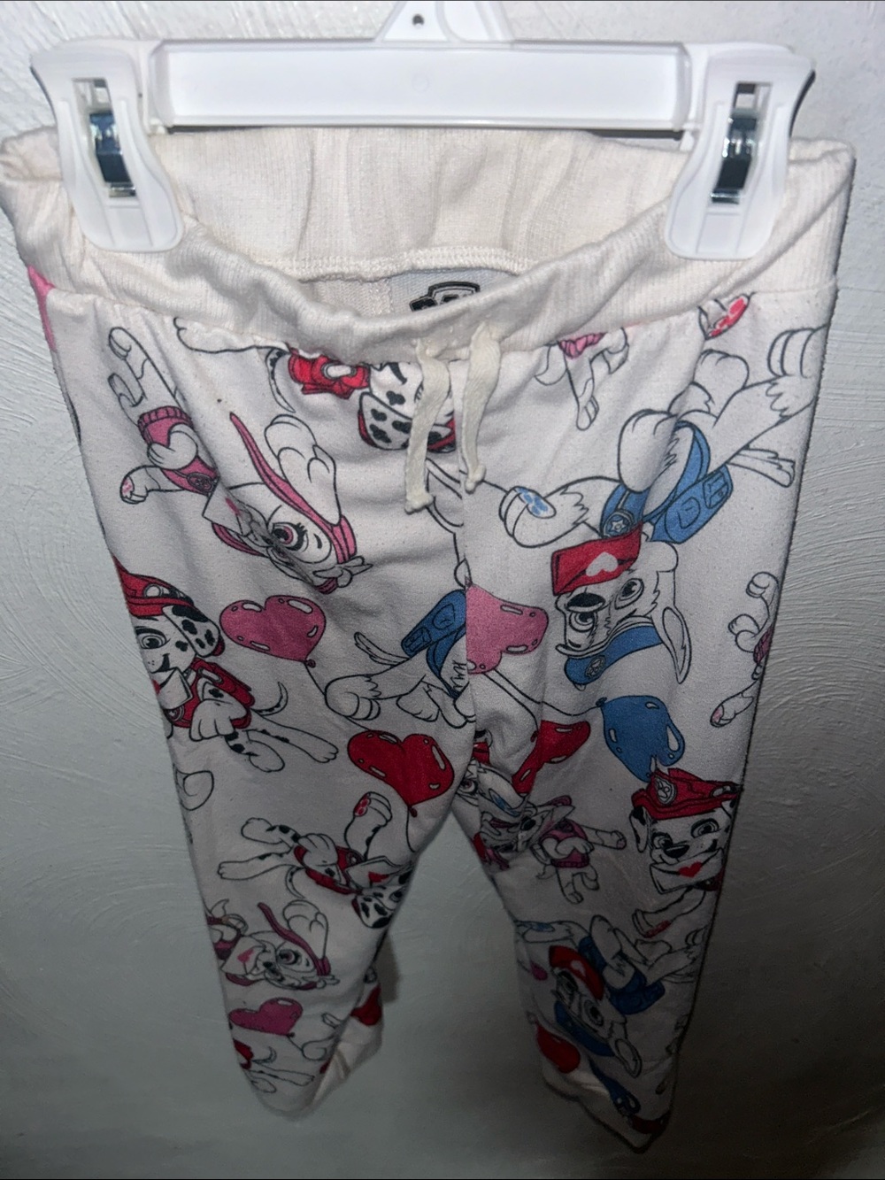 Kids White Paw Patrol Character Pajama Pants with Red & Blue Accents